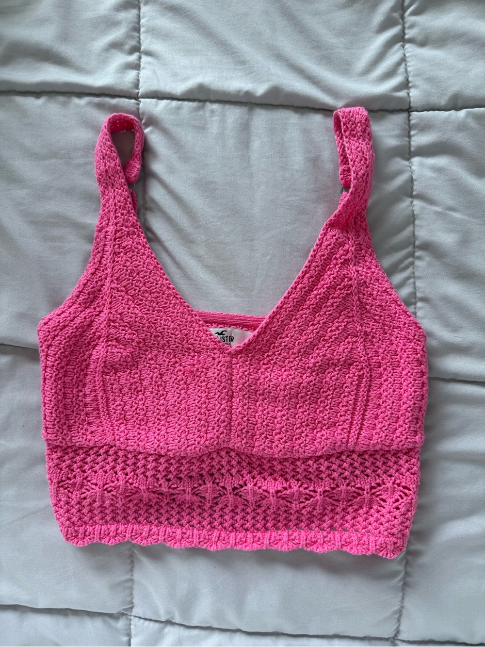 Hollister Pink Crochet Cropped Tank Top